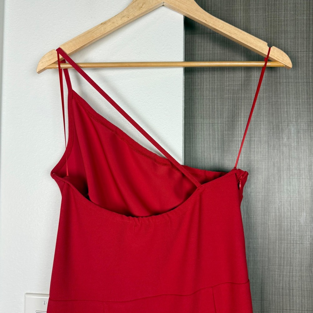 NEW Abercrombie & Fitch Red Asymmetrical One Shoulder Maxi Dress Size Large Tall - Picture 7 of 12